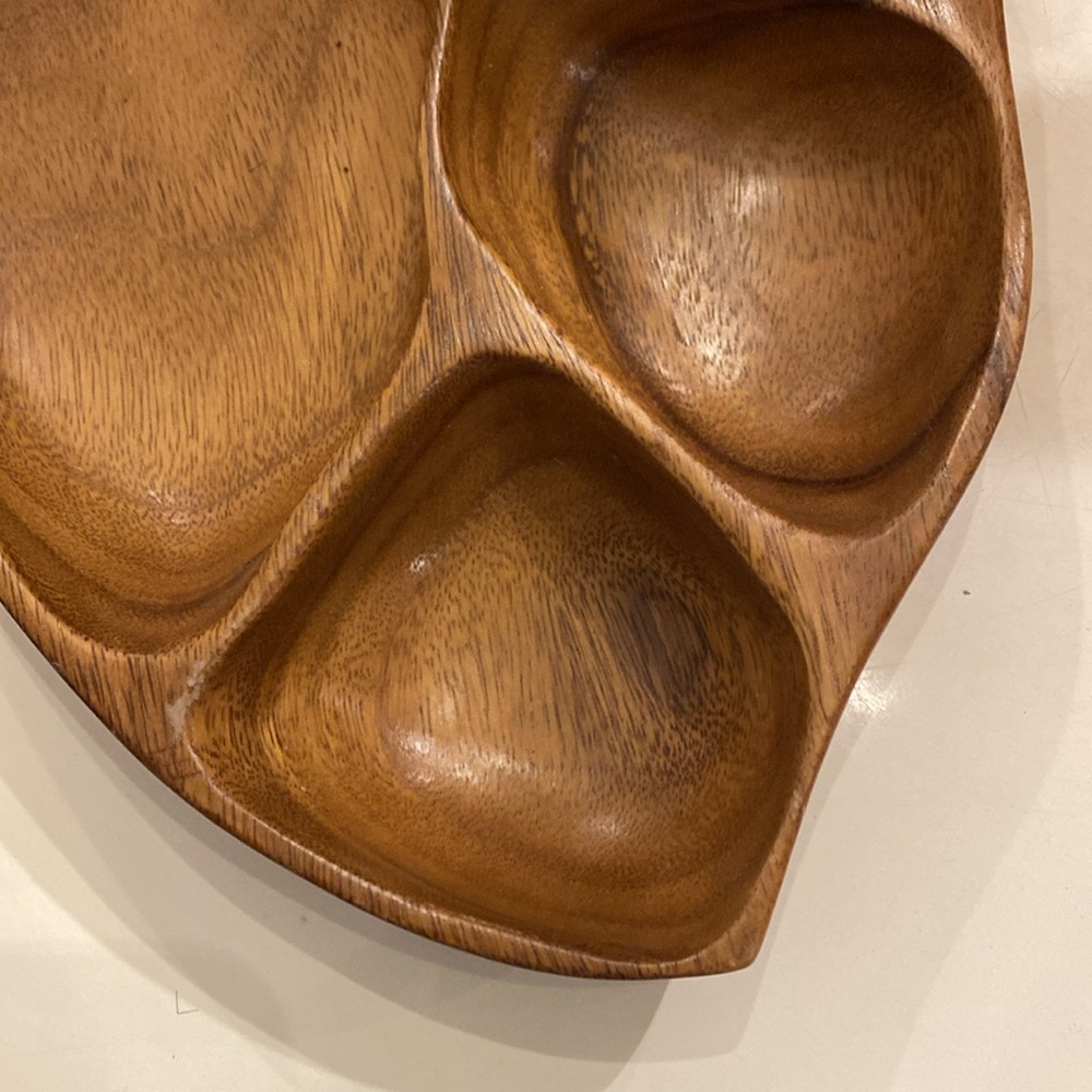 Blair Hawaii Signed Monkey Pod Leaf Serving Bowl. Vintage - Picture 4 of 6